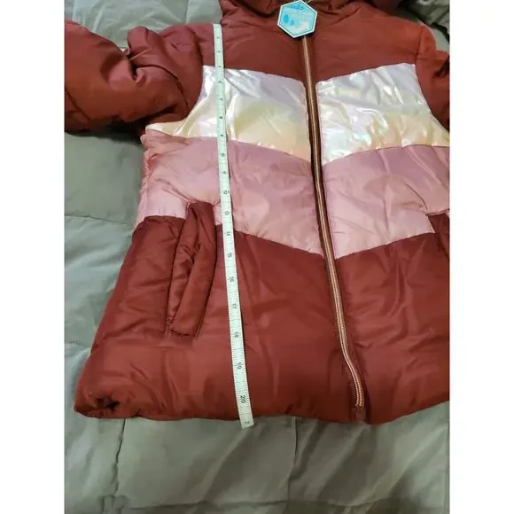 Swiss Alps Girls Small 7/8 Maroon Pink Puffer Jacket NWT Water Wind Resistant - Picture 6 of 13